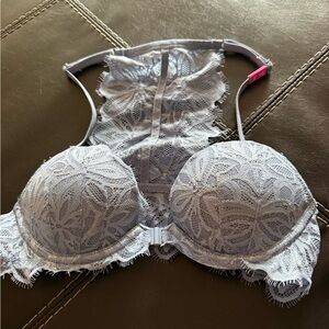 PINK Victoria's Secret Lace Bralette - Light Gray